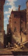 Carl Spitzweg Street in Venice oil painting reproduction